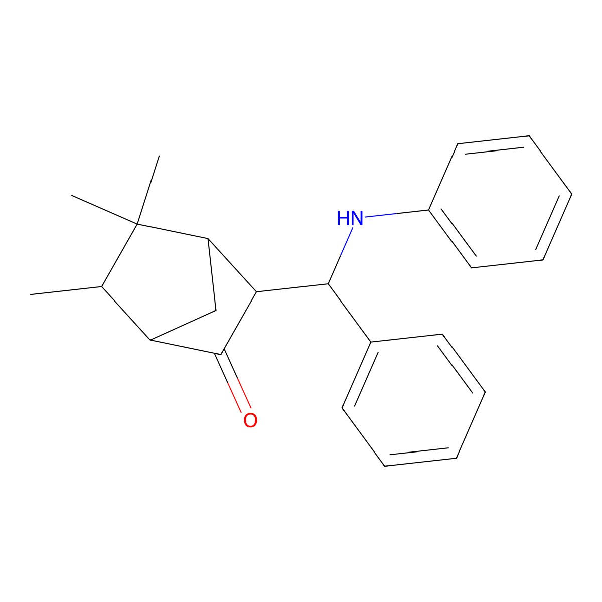 5,5,6-Trimethyl-3-(phenyl(phenylamino)methyl)bicyclo(2.2.1)heptan-2-one molecular structure, CAS 484049-68-5