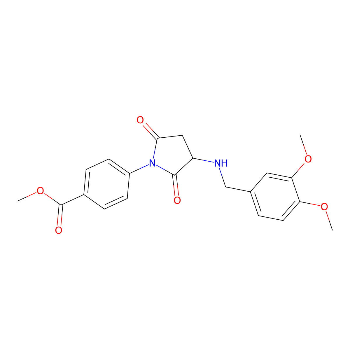 Methyl 4-[3-[(3,4-dimethoxyphenyl)methylamino]-2,5-dioxopyrrolidin-1-yl]benzoate molecular structure, CAS 484049-91-4