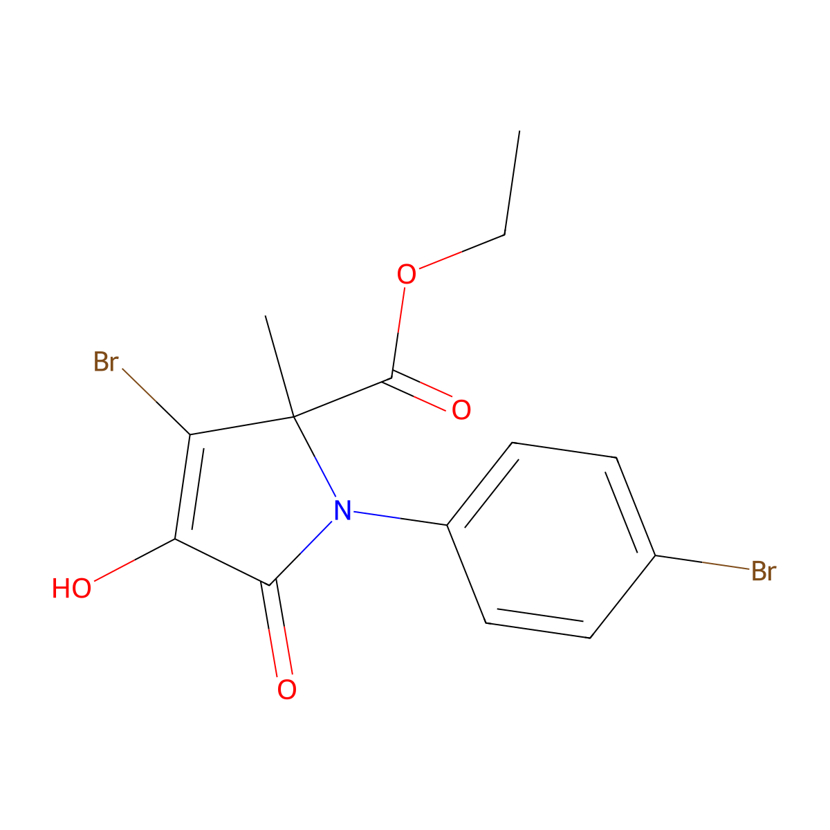 ethyl 3-bromo-1-(4-bromophenyl)-4-hydroxy-2-methyl-5-oxo-2,5-dihydro-1H-pyrrole-2-carboxylate molecular structure, CAS 484049-95-8