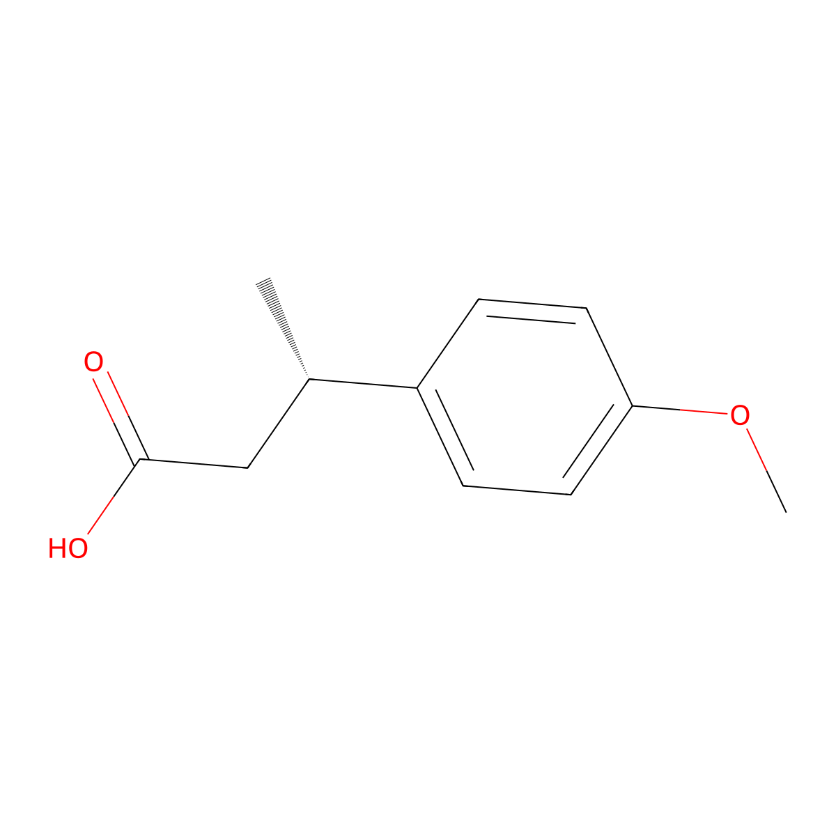 (3S)-3-(4-methoxyphenyl)butanoic acid molecular structure, CAS 4842-61-9