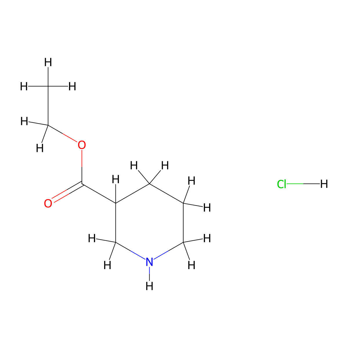 Ethyl piperidine-3-carboxylate--hydrogen chloride (1/1) molecular structure, CAS 4842-86-8