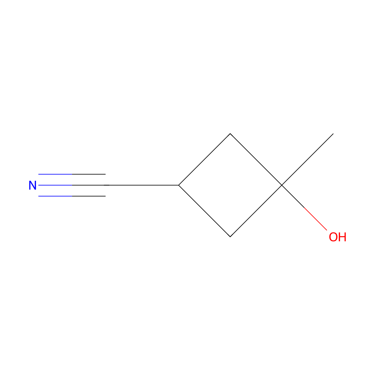 3-Hydroxy-3-methylcyclobutanecarbonitrile molecular structure, CAS 4844-51-3