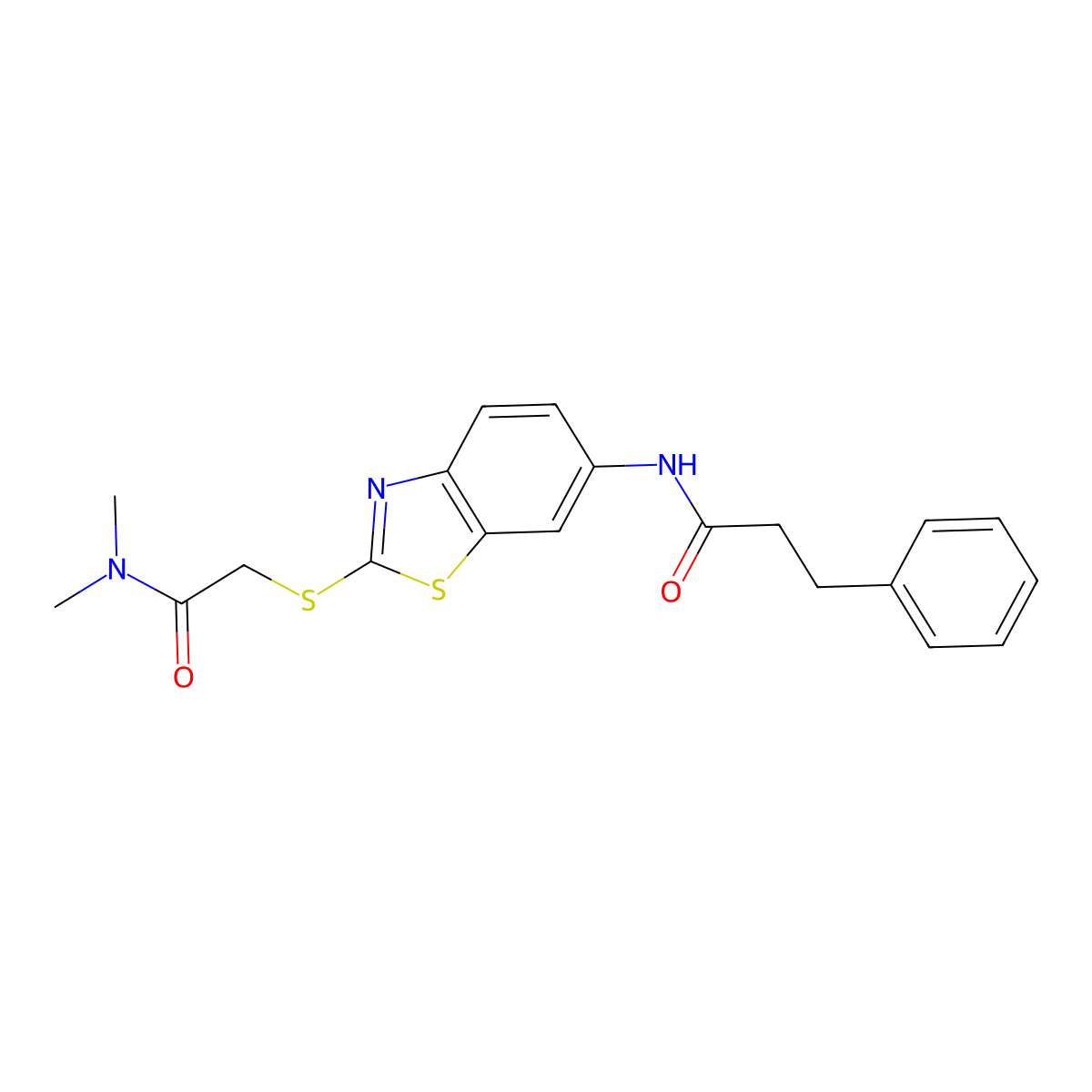 N-[2-(Dimethylcarbamoylmethylsulfanyl)benzothiazol-6-YL]-3-phenyl-propanamide molecular structure, CAS 4845-20-9