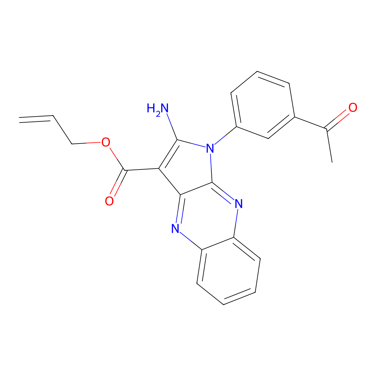 Prop-2-enyl 1-(3-acetylphenyl)-2-aminopyrrolo[3,2-b]quinoxaline-3-carboxylate molecular structure, CAS 4846-81-5