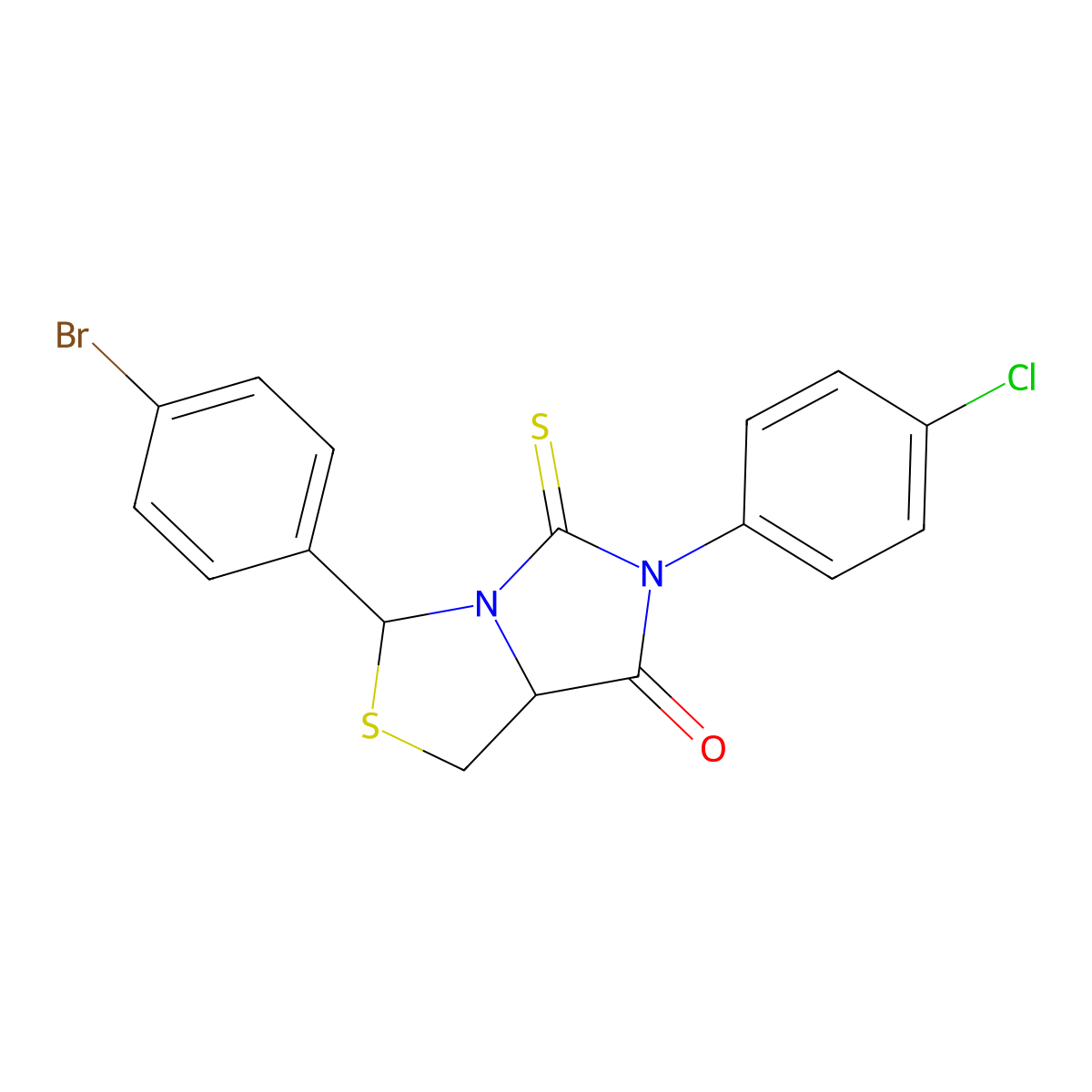 3-(4-bromophenyl)-6-(4-chlorophenyl)-5-thioxotetrahydro-7H-imidazo[1,5-c][1,3]thiazol-7-one molecular structure, CAS 484641-25-0