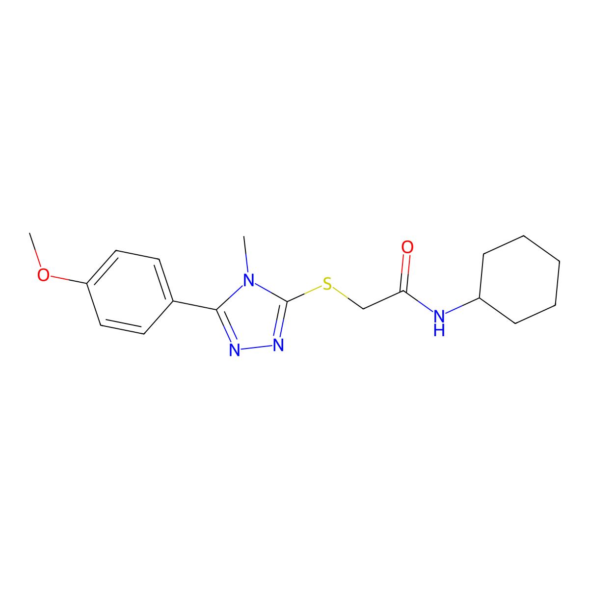 N-cyclohexyl-2-{[5-(4-methoxyphenyl)-4-methyl-4H-1,2,4-triazol-3-yl]sulfanyl}acetamide molecular structure, CAS 484646-74-4