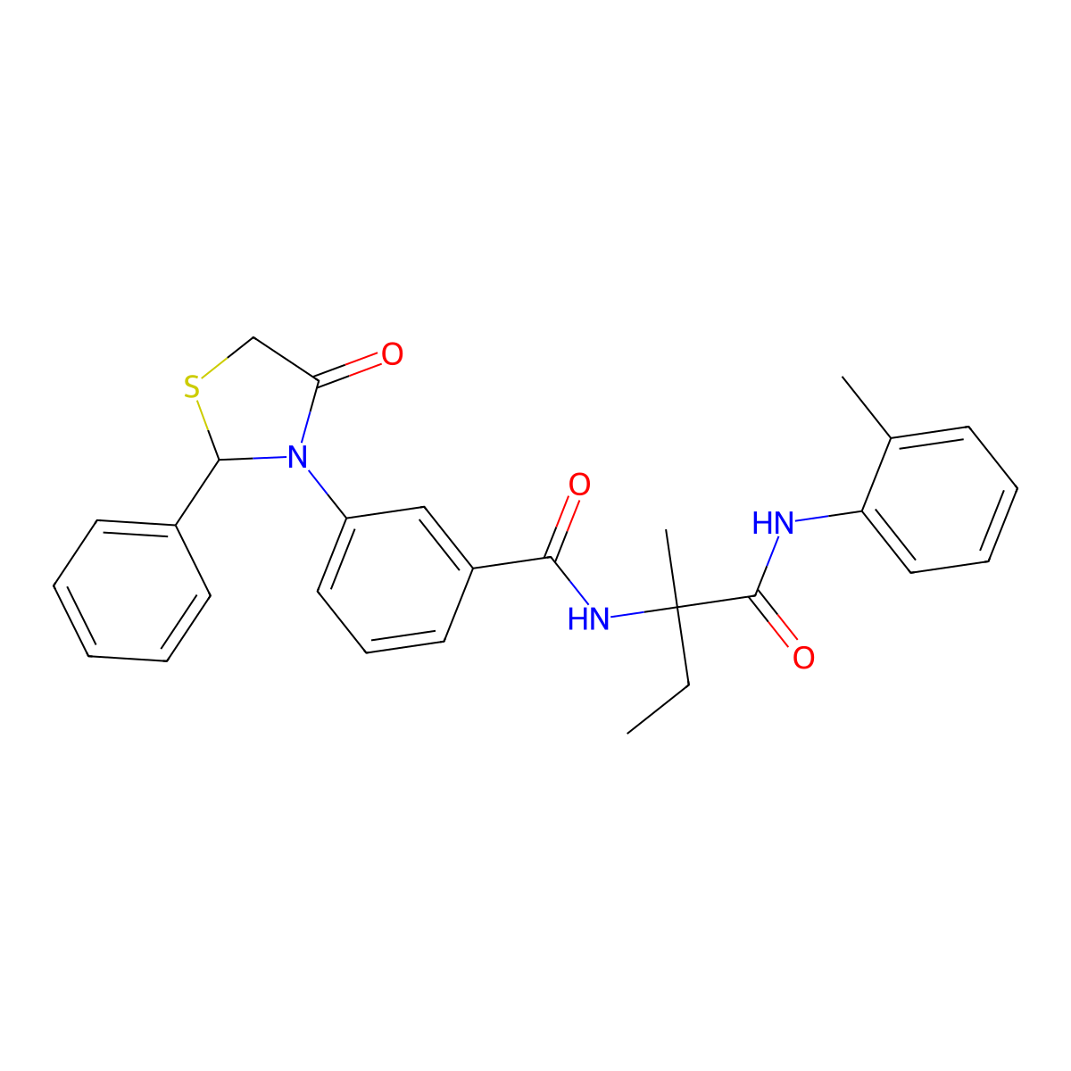 N-[2-methyl-1-(2-methylanilino)-1-oxobutan-2-yl]-3-(4-oxo-2-phenyl-1,3-thiazolidin-3-yl)benzamide molecular structure, CAS 484647-10-1