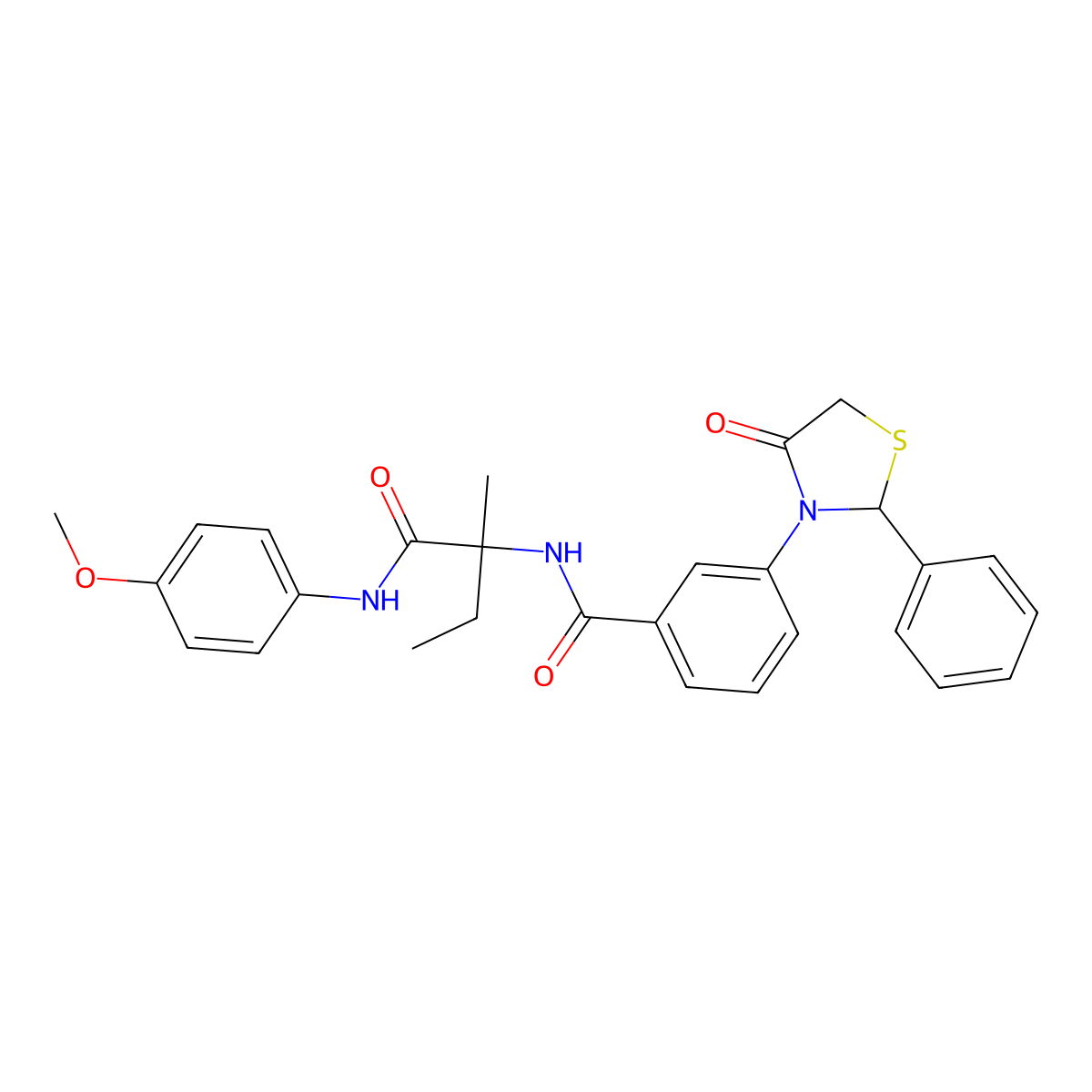 N-[1-(4-methoxyanilino)-2-methyl-1-oxobutan-2-yl]-3-(4-oxo-2-phenyl-1,3-thiazolidin-3-yl)benzamide molecular structure, CAS 484647-12-3