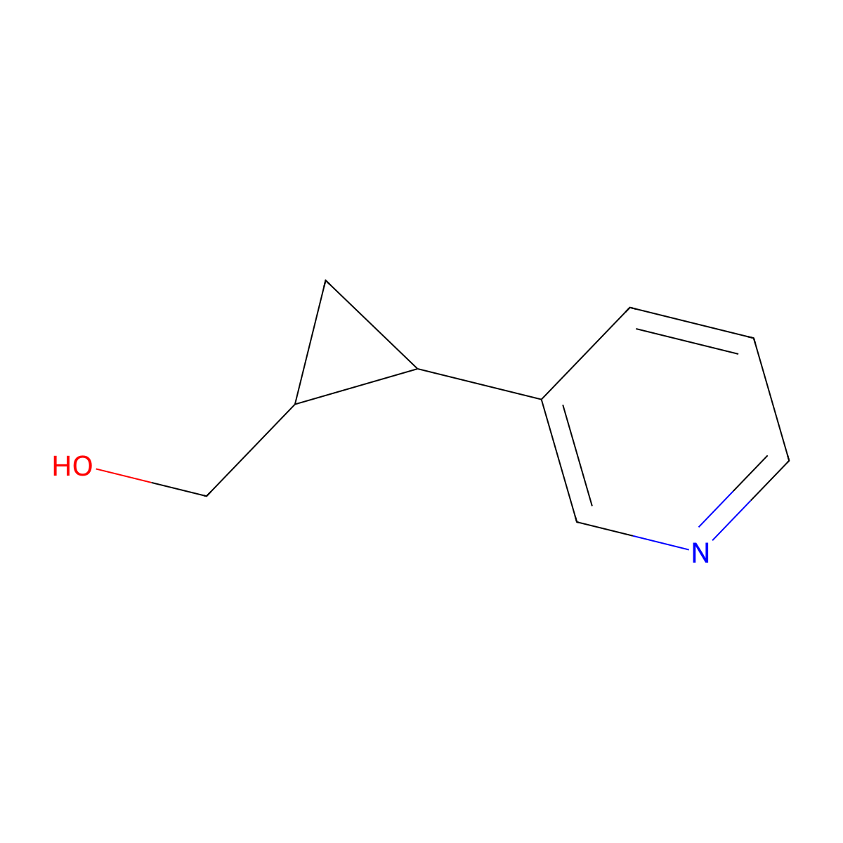 (1R,2S)-rel-2-(3-Pyridinyl)-cyclopropanemethanol molecular structure, CAS 484654-44-6