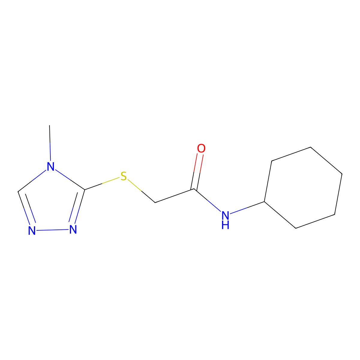 N-cyclohexyl-2-[(4-methyl-1,2,4-triazol-3-yl)sulfanyl]acetamide molecular structure, CAS 484654-72-0