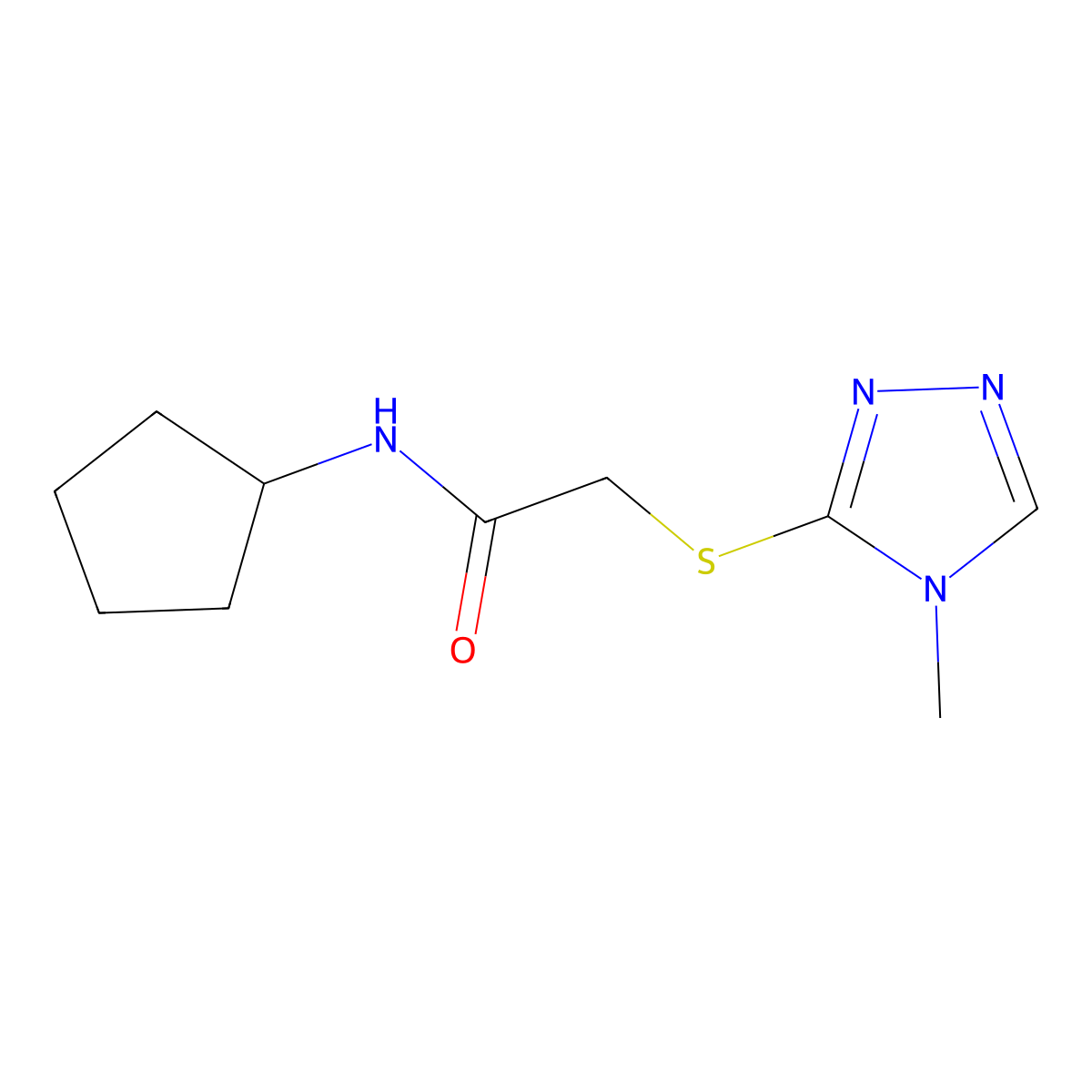 N-cyclopentyl-2-[(4-methyl-1,2,4-triazol-3-yl)sulfanyl]acetamide molecular structure, CAS 484654-76-4