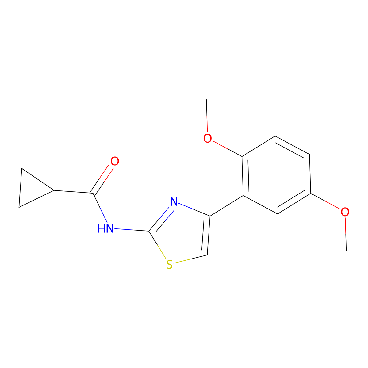 N-[4-(2,5-dimethoxyphenyl)-1,3-thiazol-2-yl]cyclopropanecarboxamide molecular structure, CAS 484654-87-7