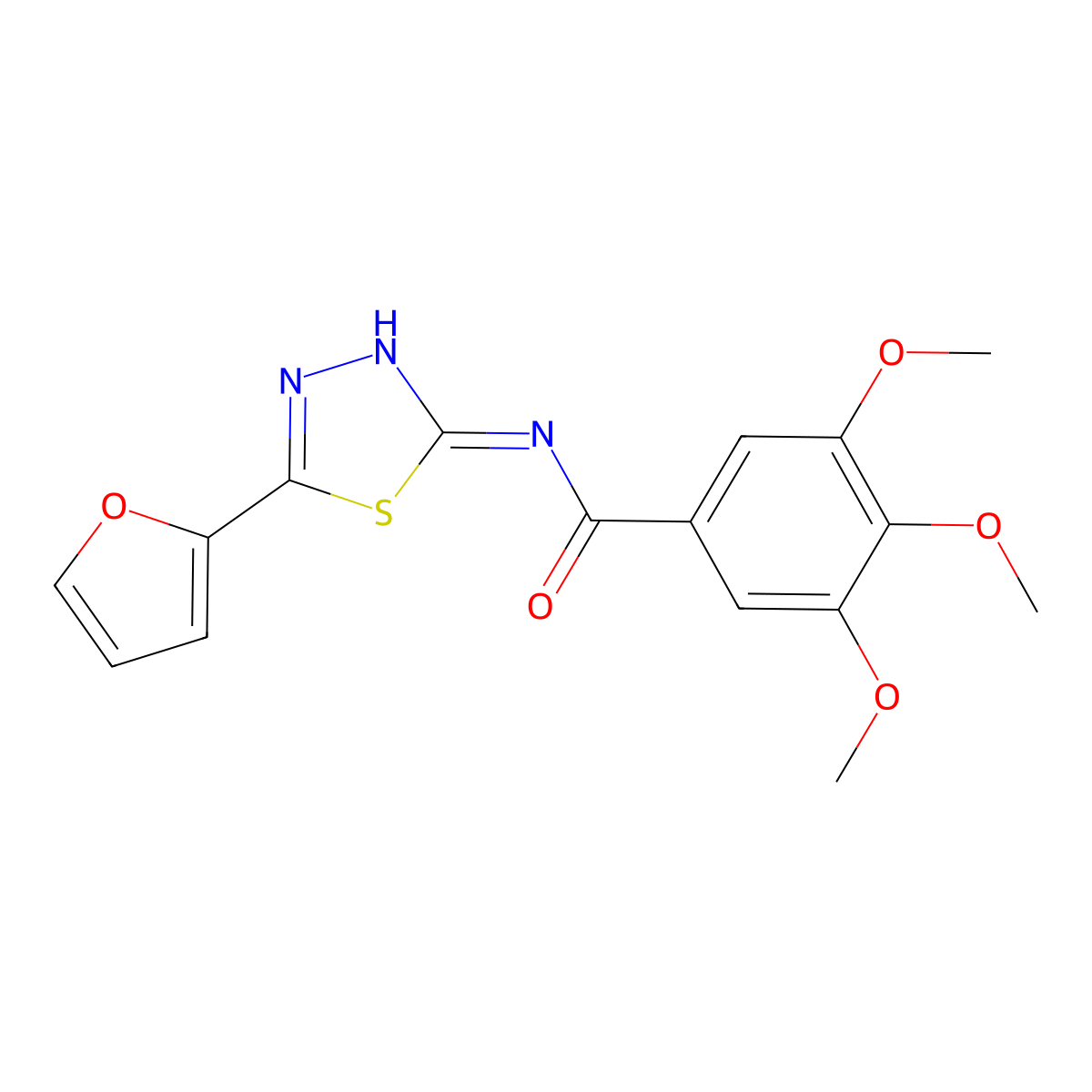 N-(5-(furan-2-yl)-1,3,4-thiadiazol-2-yl)-3,4,5-trimethoxybenzamide molecular structure, CAS 484658-73-3