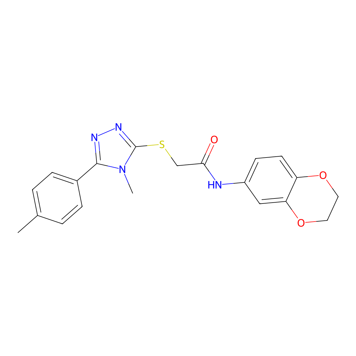 N-(2,3-dihydro-1,4-benzodioxin-6-yl)-2-{[4-methyl-5-(4-methylphenyl)-4H-1,2,4-triazol-3-yl]sulfanyl}acetamide molecular structure, CAS 484680-21-9