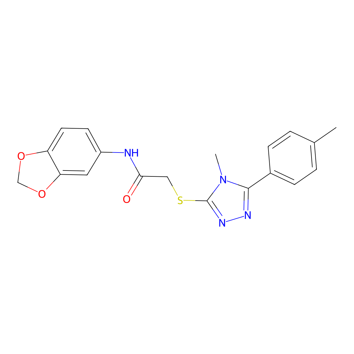 N-(1,3-benzodioxol-5-yl)-2-{[4-methyl-5-(4-methylphenyl)-4H-1,2,4-triazol-3-yl]sulfanyl}acetamide molecular structure, CAS 484680-22-0