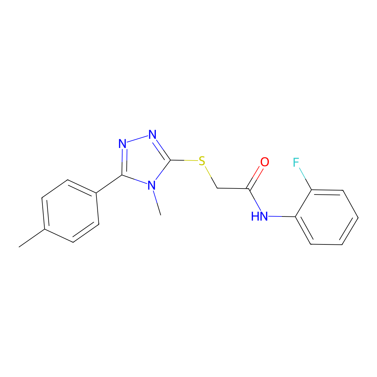 N-(2-fluorophenyl)-2-{[4-methyl-5-(4-methylphenyl)-4H-1,2,4-triazol-3-yl]sulfanyl}acetamide molecular structure, CAS 484680-23-1
