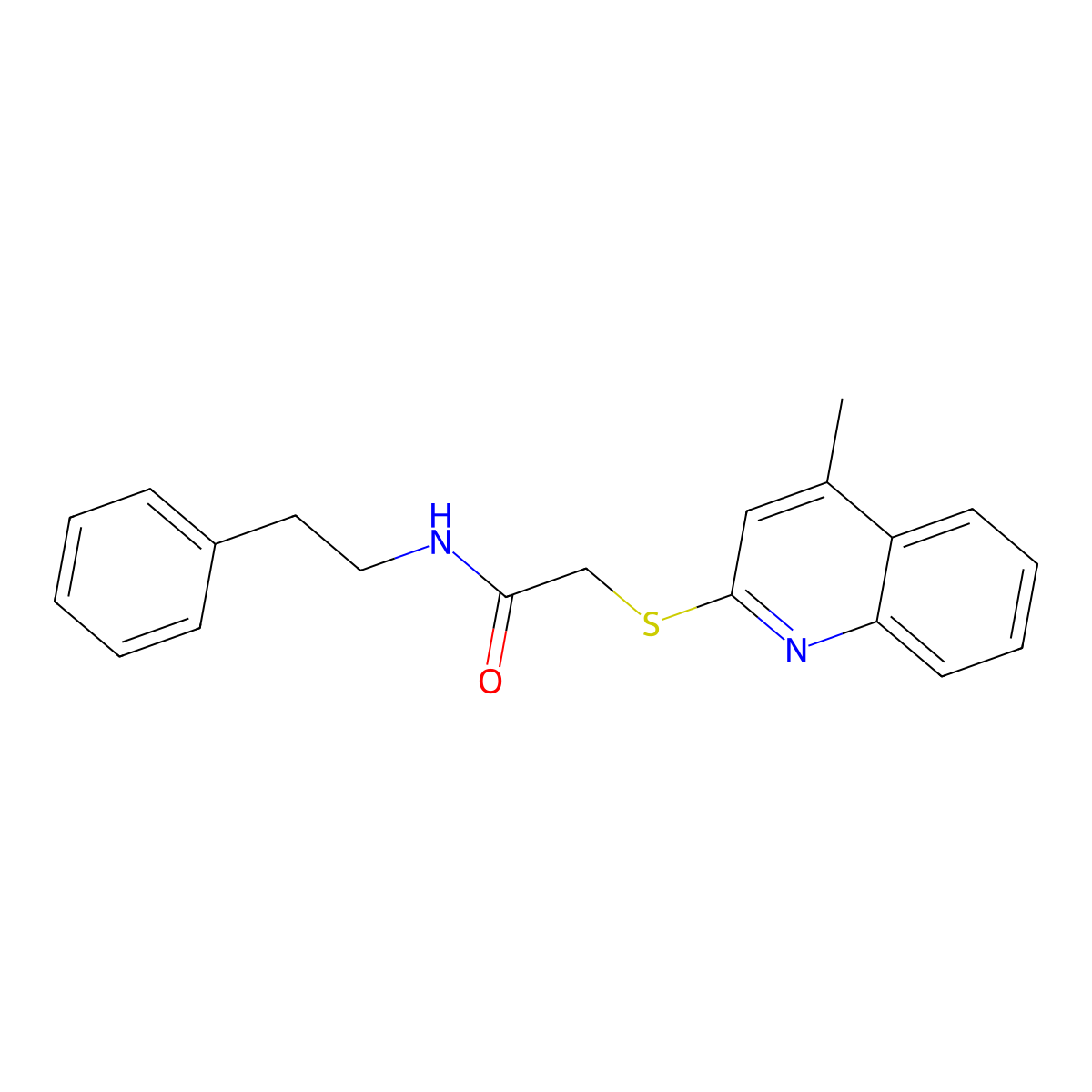 2-((4-methylquinolin-2-yl)thio)-N-phenethylacetamide molecular structure, CAS 484680-31-1
