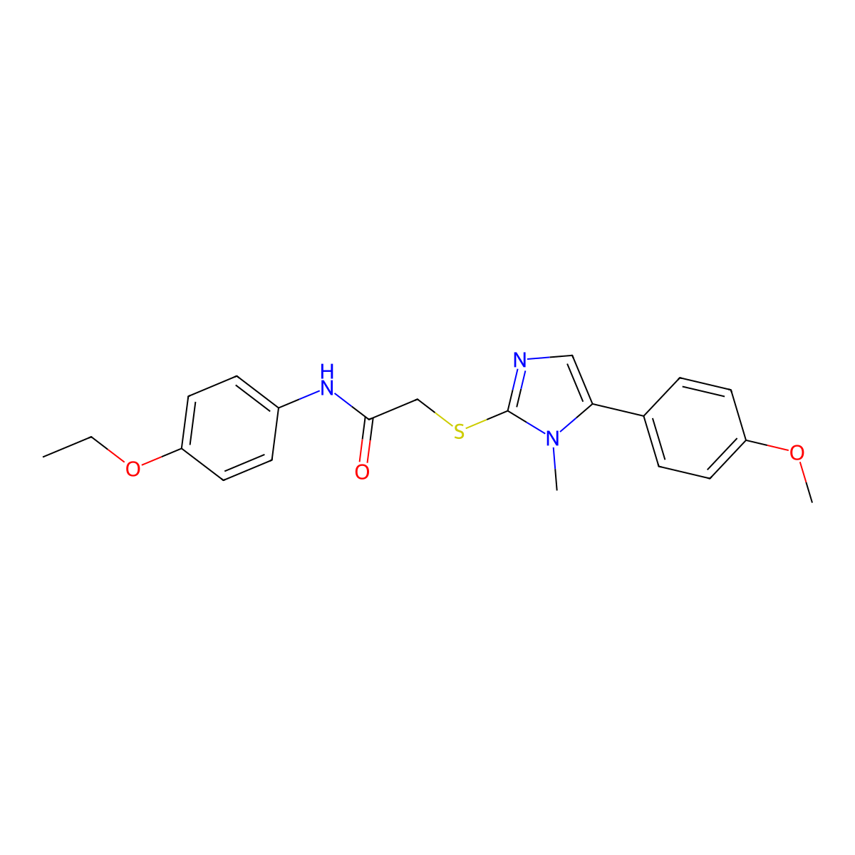 N-(4-ethoxyphenyl)-2-((5-(4-methoxyphenyl)-1-methyl-1H-imidazol-2-yl)thio)acetamide molecular structure, CAS 484681-53-0