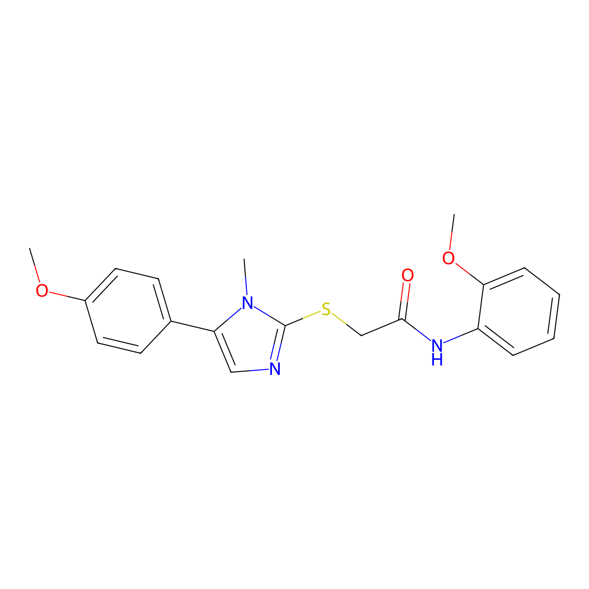 N-(2-methoxyphenyl)-2-((5-(4-methoxyphenyl)-1-methyl-1H-imidazol-2-yl)thio)acetamide molecular structure, CAS 484681-54-1