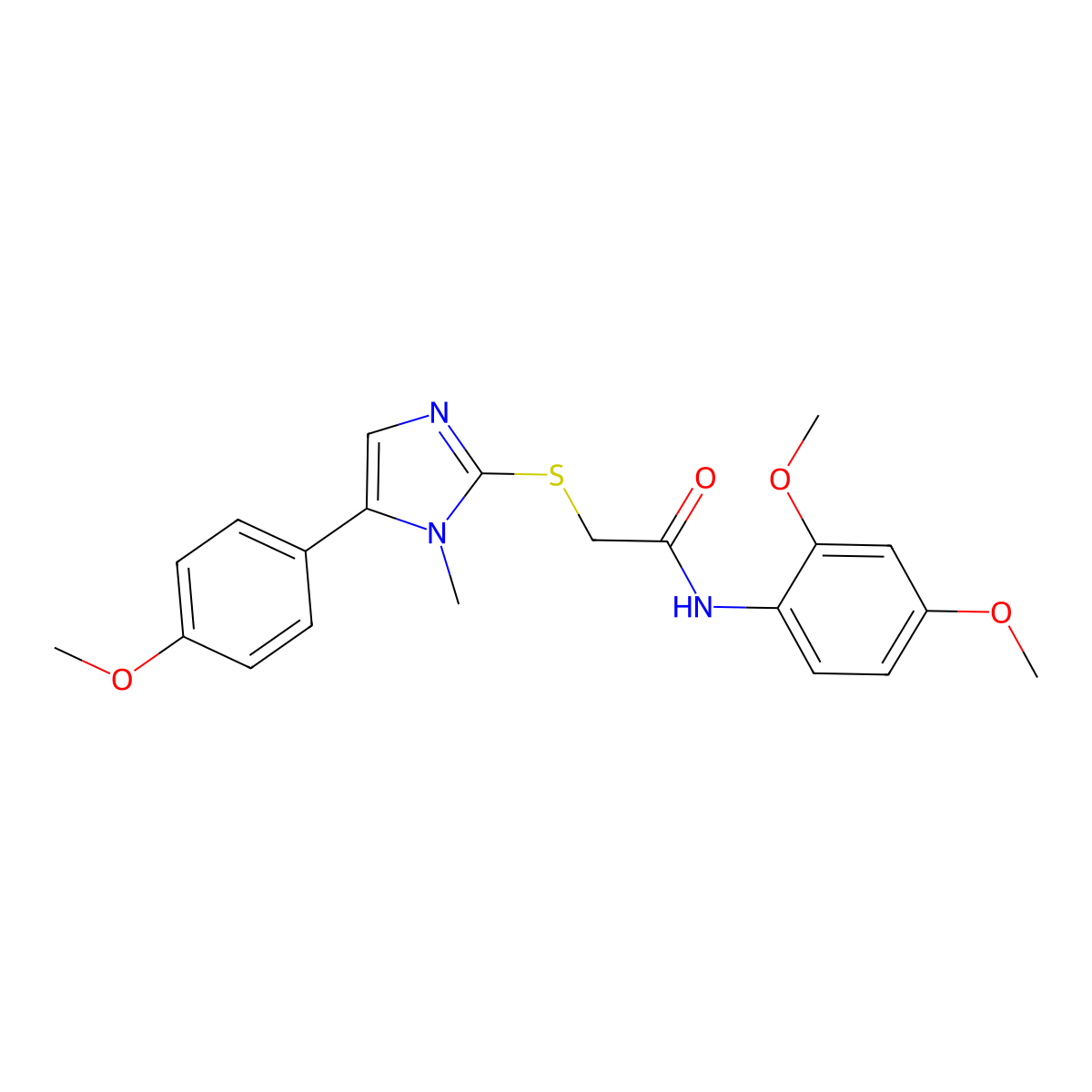 N-(2,4-dimethoxyphenyl)-2-((5-(4-methoxyphenyl)-1-methyl-1H-imidazol-2-yl)thio)acetamide molecular structure, CAS 484681-55-2