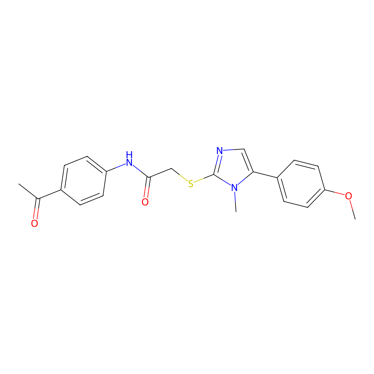 N-(4-acetylphenyl)-2-((5-(4-methoxyphenyl)-1-methyl-1H-imidazol-2-yl)thio)acetamide molecular structure, CAS 484681-59-6