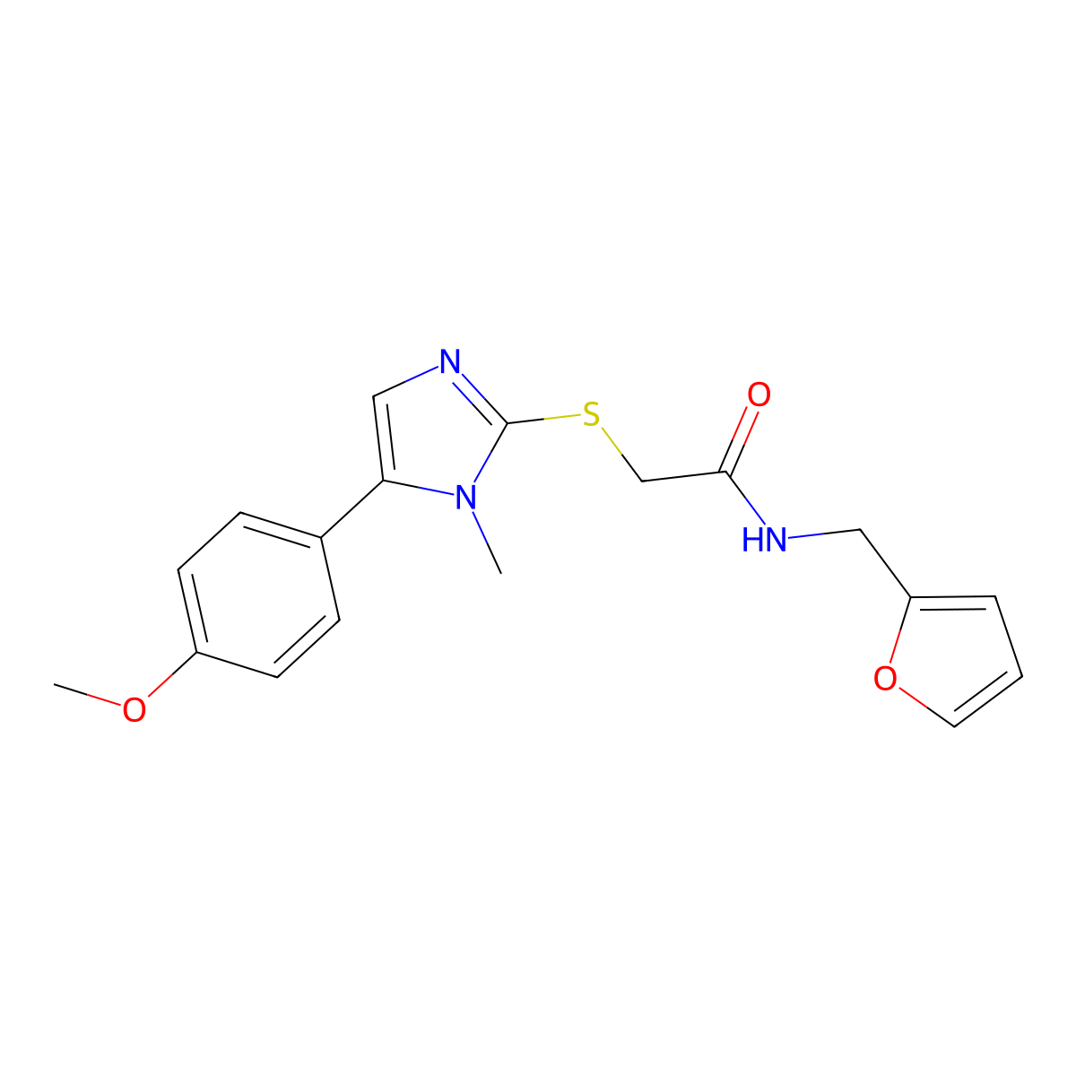 N-(furan-2-ylmethyl)-2-((5-(4-methoxyphenyl)-1-methyl-1H-imidazol-2-yl)thio)acetamide molecular structure, CAS 484681-61-0