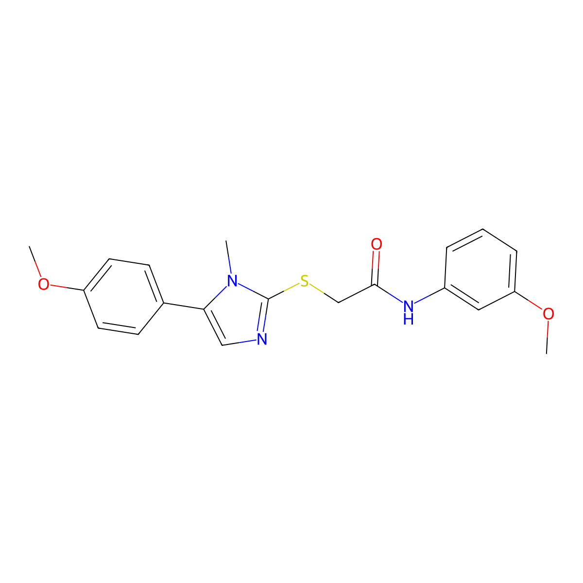 N-(3-methoxyphenyl)-2-((5-(4-methoxyphenyl)-1-methyl-1H-imidazol-2-yl)thio)acetamide molecular structure, CAS 484681-69-8