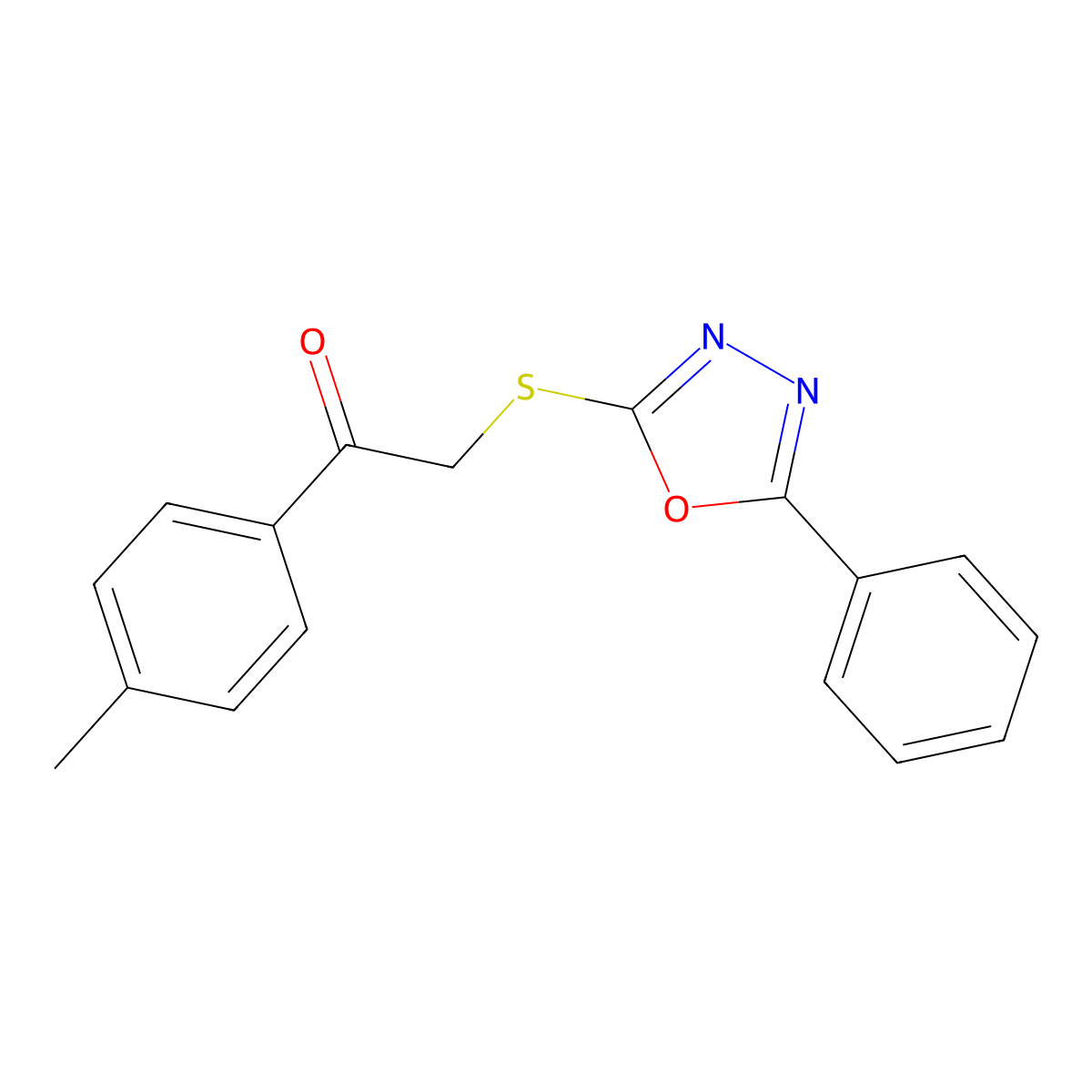 1-(4-Methylphenyl)-2-[(5-phenyl-1,3,4-oxadiazol-2-yl)sulfanyl]ethanone molecular structure, CAS 484694-49-7