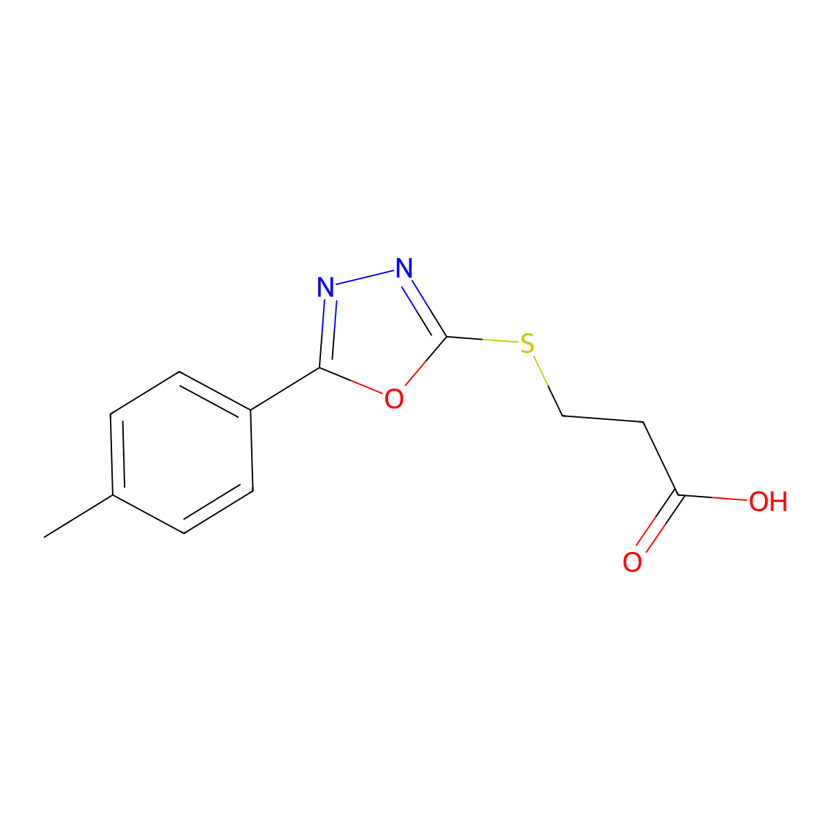 3-{[5-(4-Methylphenyl)-1,3,4-oxadiazol-2-yl]sulfanyl}propanoic acid molecular structure, CAS 484694-70-4