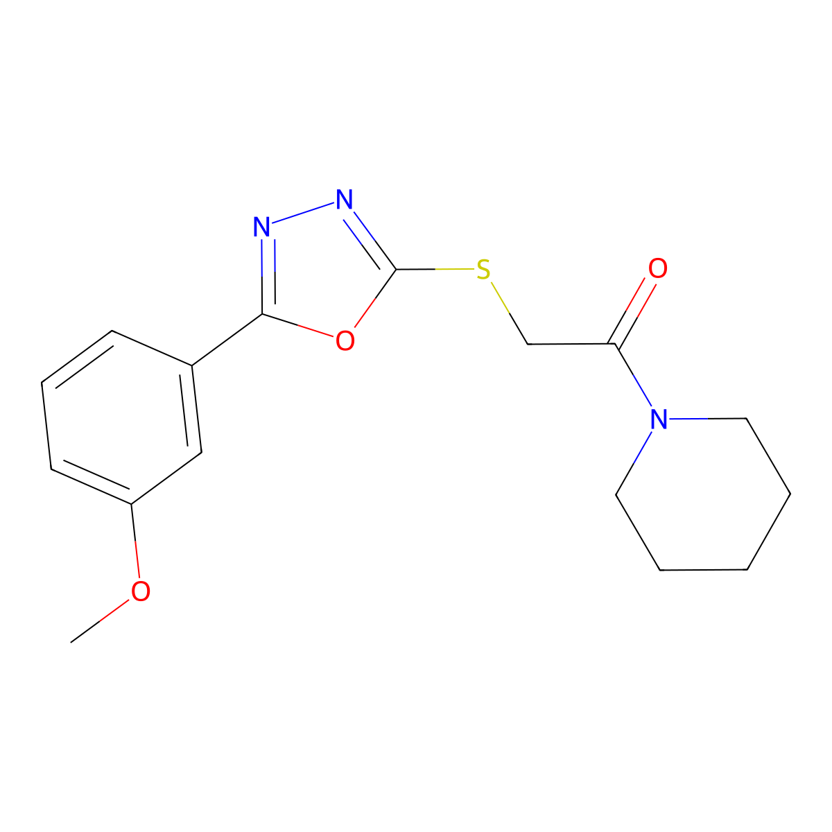 2-((5-(3-Methoxyphenyl)-1,3,4-oxadiazol-2-yl)thio)-1-(piperidin-1-yl)ethanone molecular structure, CAS 484695-59-2