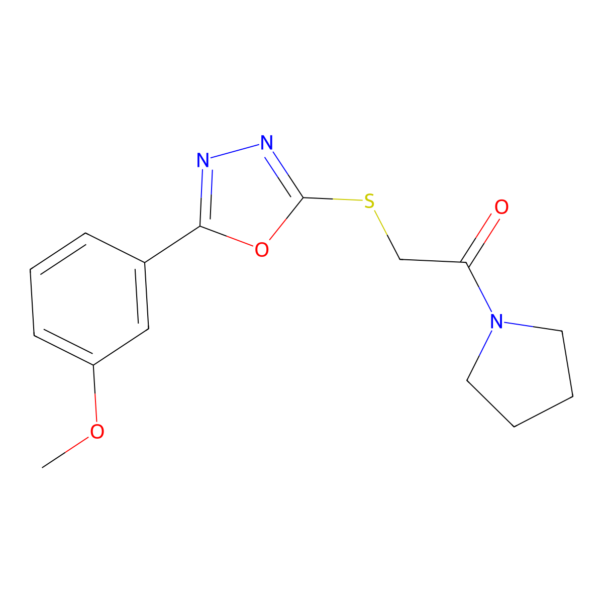 2-[[5-(3-Methoxyphenyl)-1,3,4-oxadiazol-2-yl]sulfanyl]-1-pyrrolidin-1-ylethanone molecular structure, CAS 484695-63-8