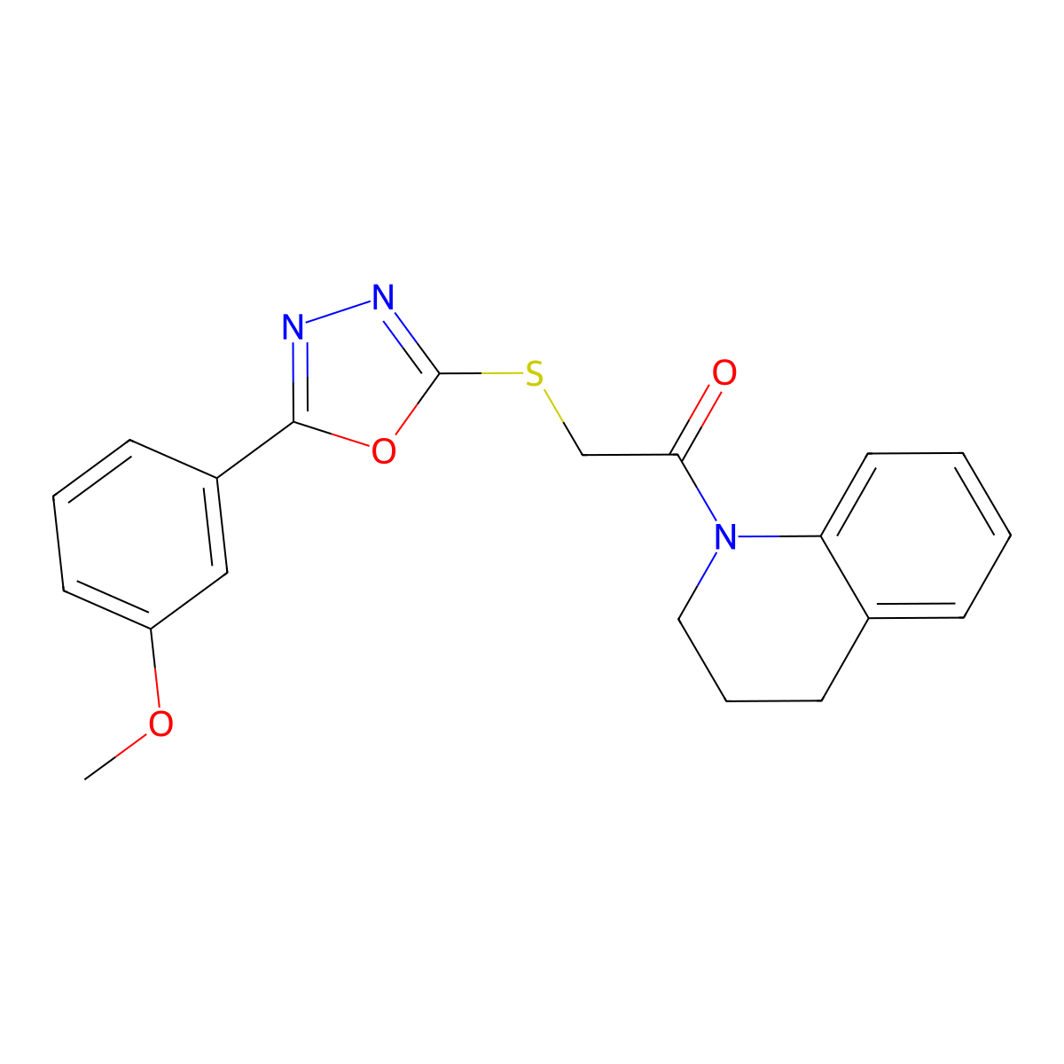 1-({[5-(3-Methoxyphenyl)-1,3,4-oxadiazol-2-yl]thio}acetyl)-1,2,3,4-tetrahydroquinoline molecular structure, CAS 484695-76-3