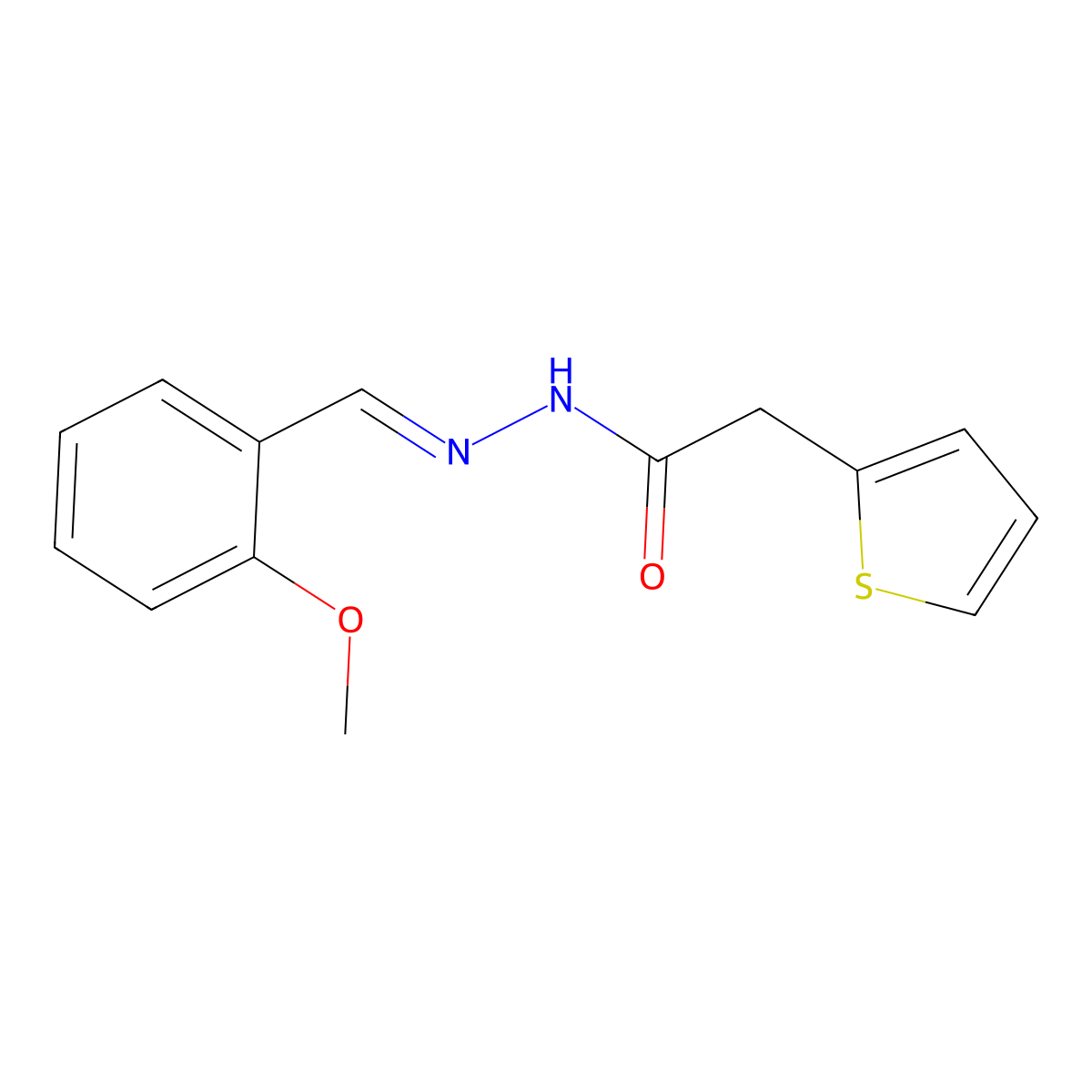 N-[(2-methoxyphenyl)methylideneamino]-2-thiophen-2-ylacetamide molecular structure, CAS 4847-09-0