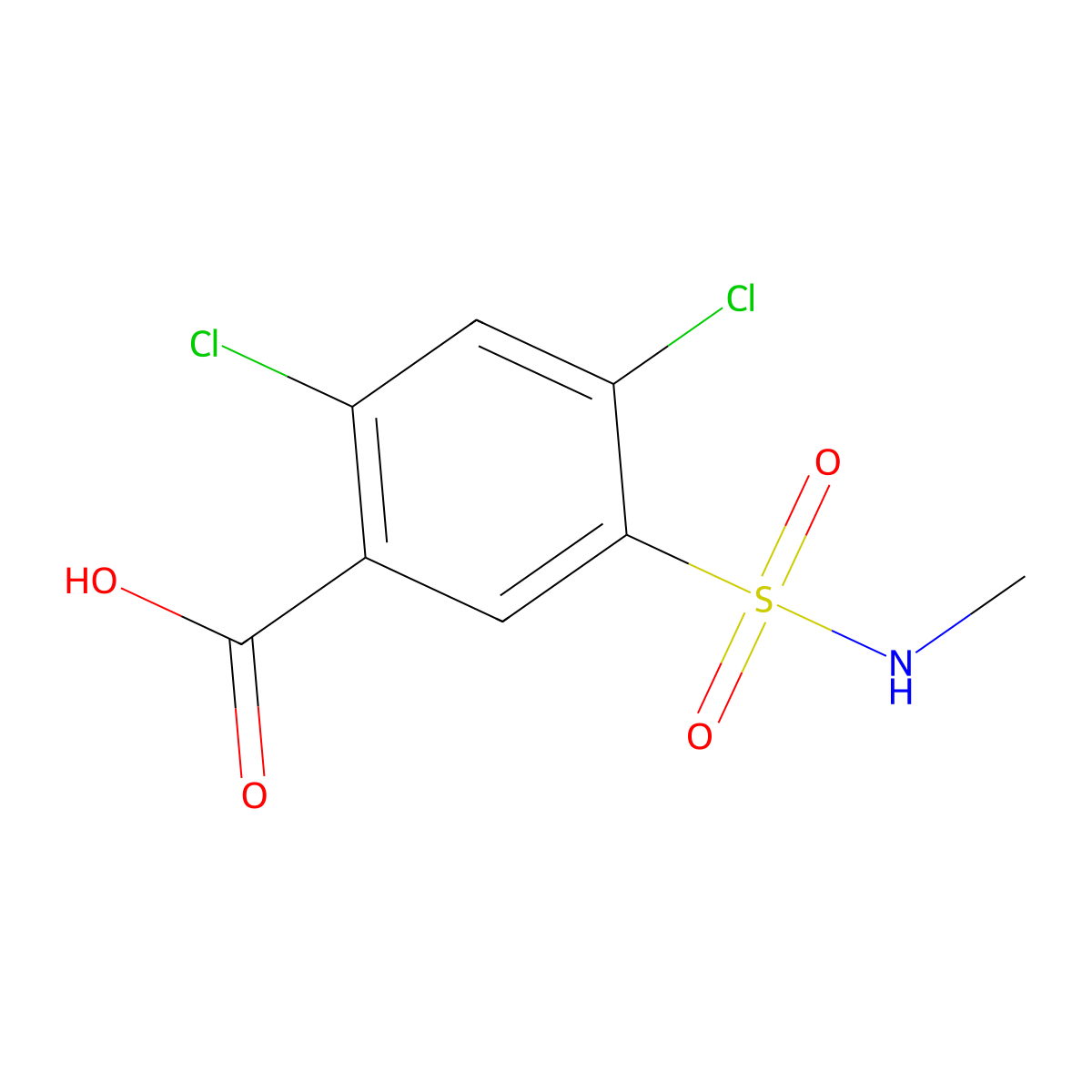 2,4-dichloro-5-(methylsulfamoyl)benzoic Acid molecular structure, CAS 4847-36-3