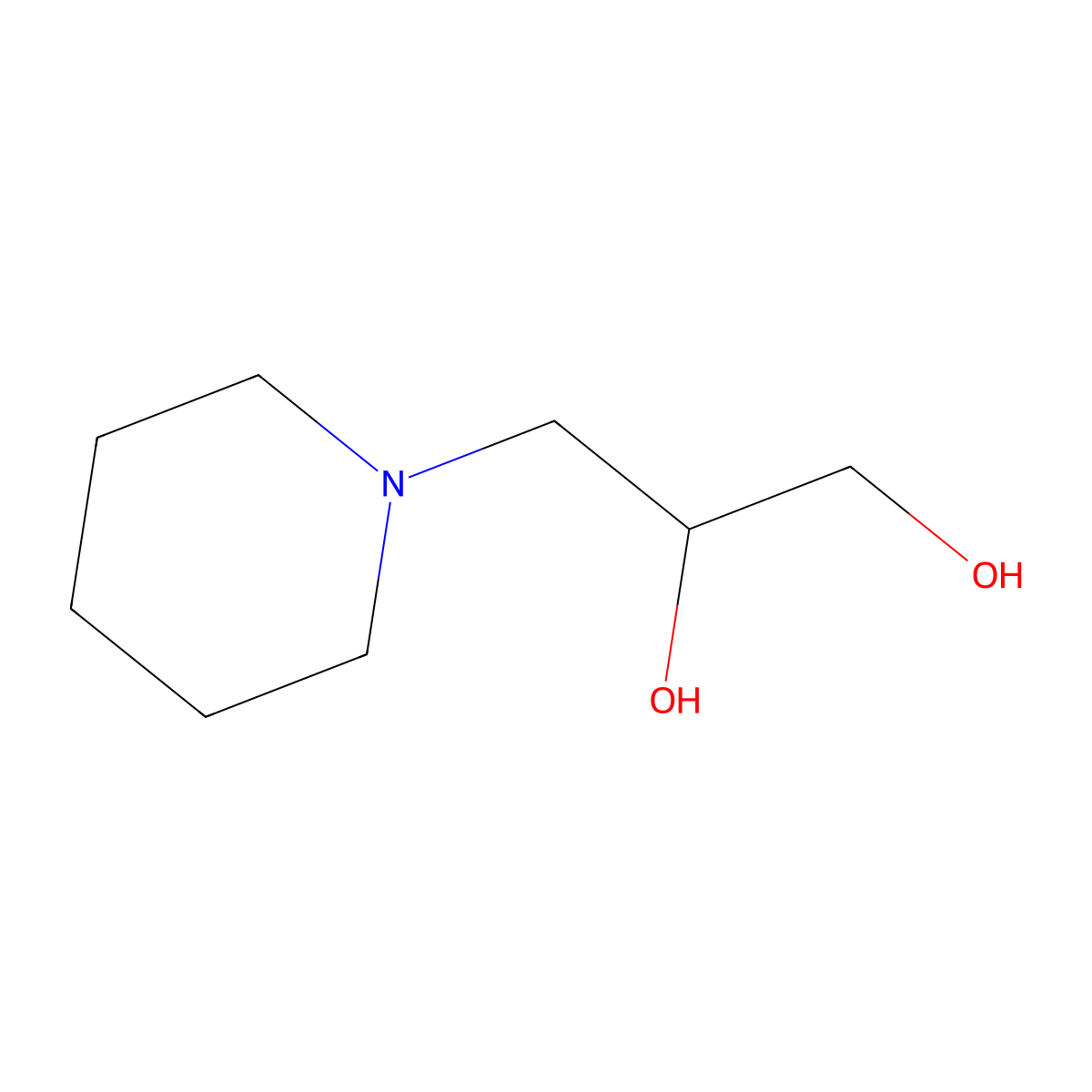 3-Piperidinopropane-1,2-diol molecular structure, CAS 4847-93-2