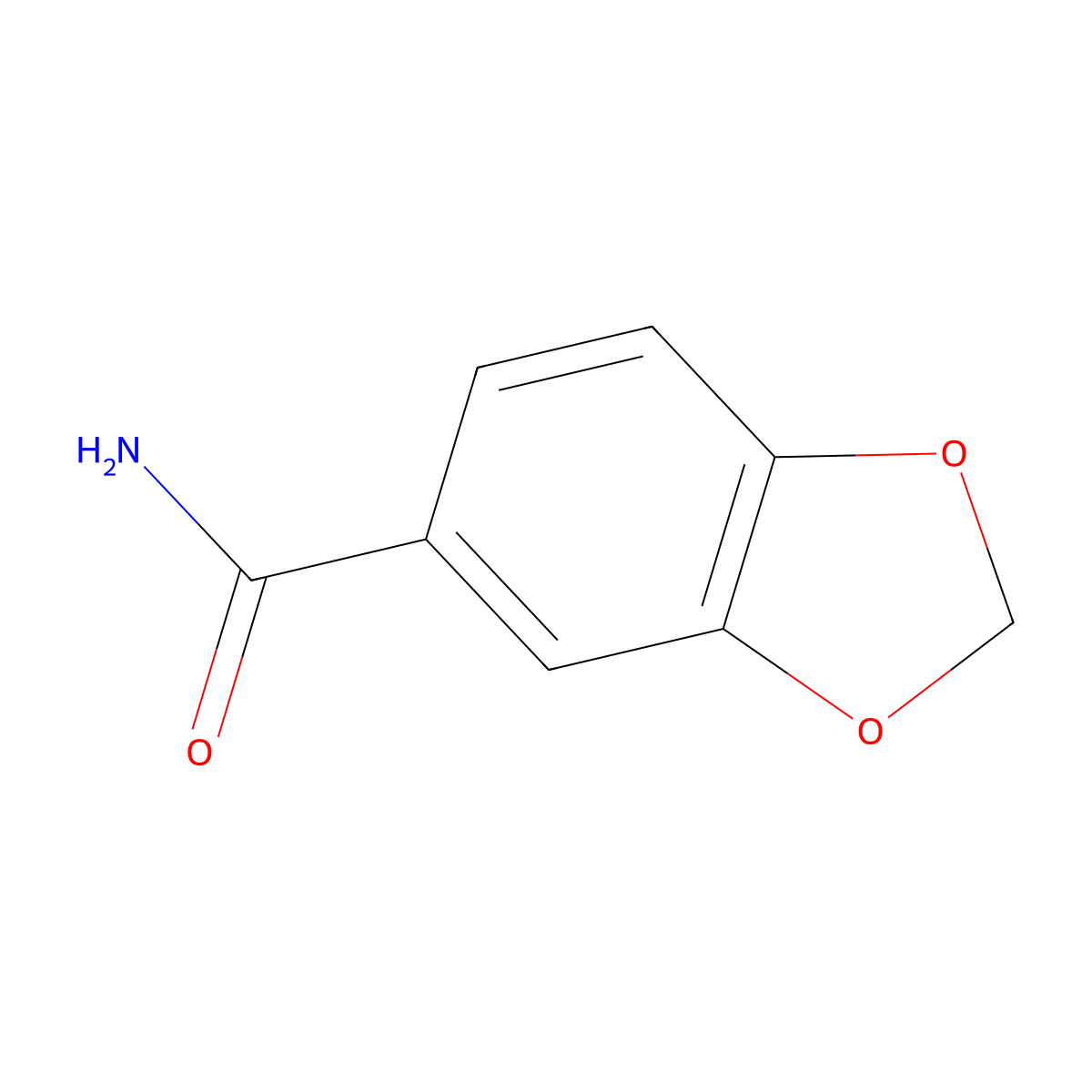 1,3-Benzodioxole-5-carboxamide molecular structure, CAS 4847-94-3