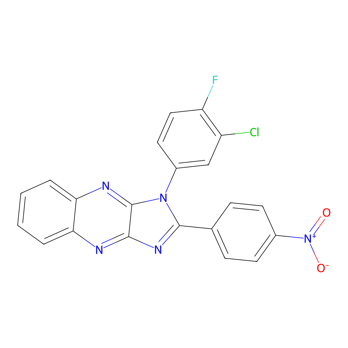 1-(3-chloro-4-fluorophenyl)-2-(4-nitrophenyl)-1H-imidazo[4,5-b]quinoxaline molecular structure, CAS 4848-71-9