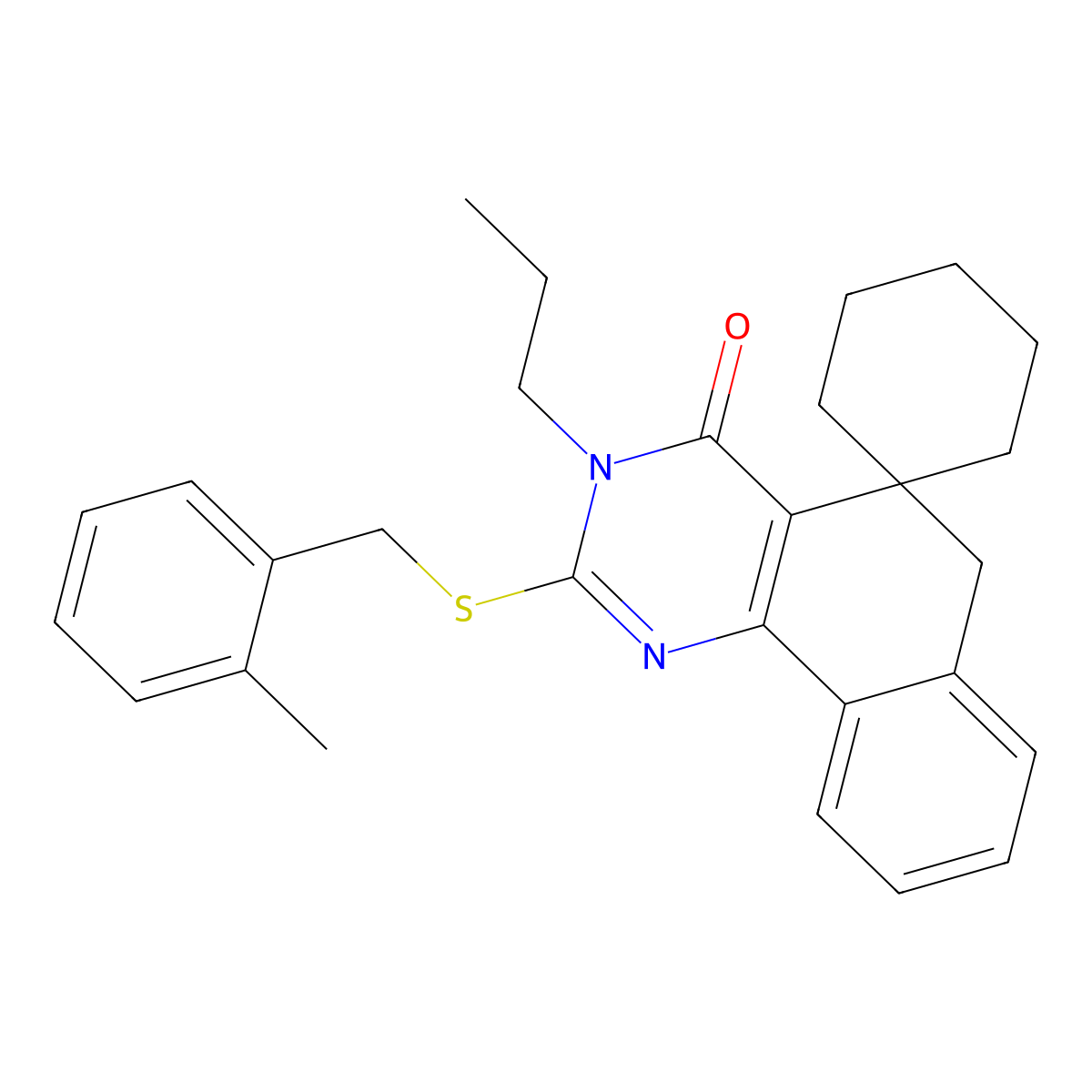 2-[(2-methylphenyl)methylsulfanyl]-3-propylspiro[6H-benzo[h]quinazoline-5,1'-cyclohexane]-4-one molecular structure, CAS 4848-82-2