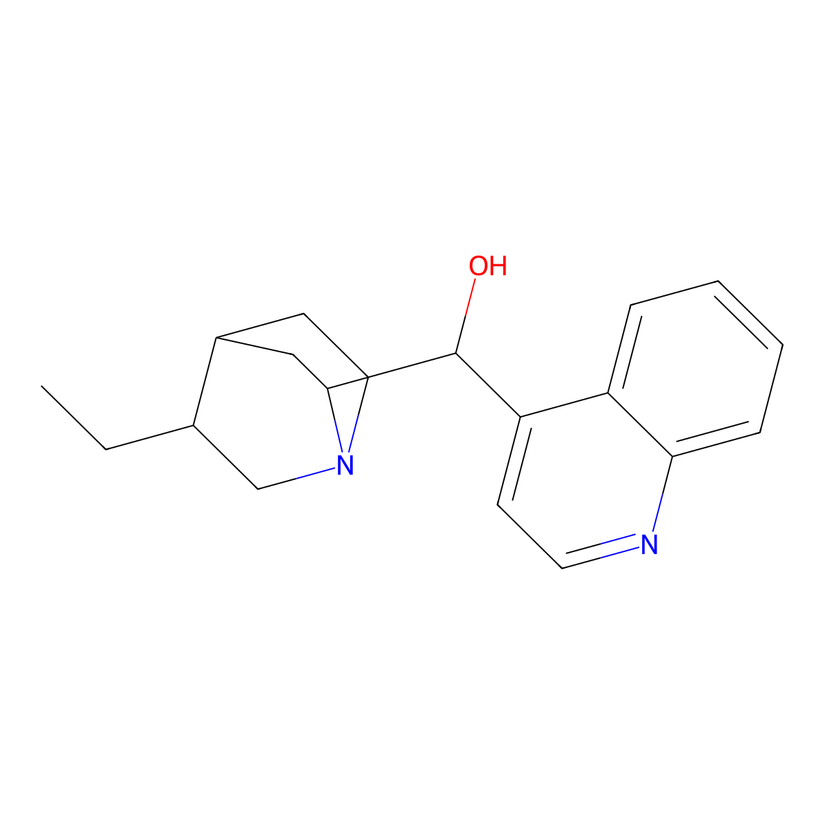 (5-Ethyl-1-azabicyclo[2.2.2]octan-2-yl)-quinolin-4-ylmethanol molecular structure, CAS 485-64-3