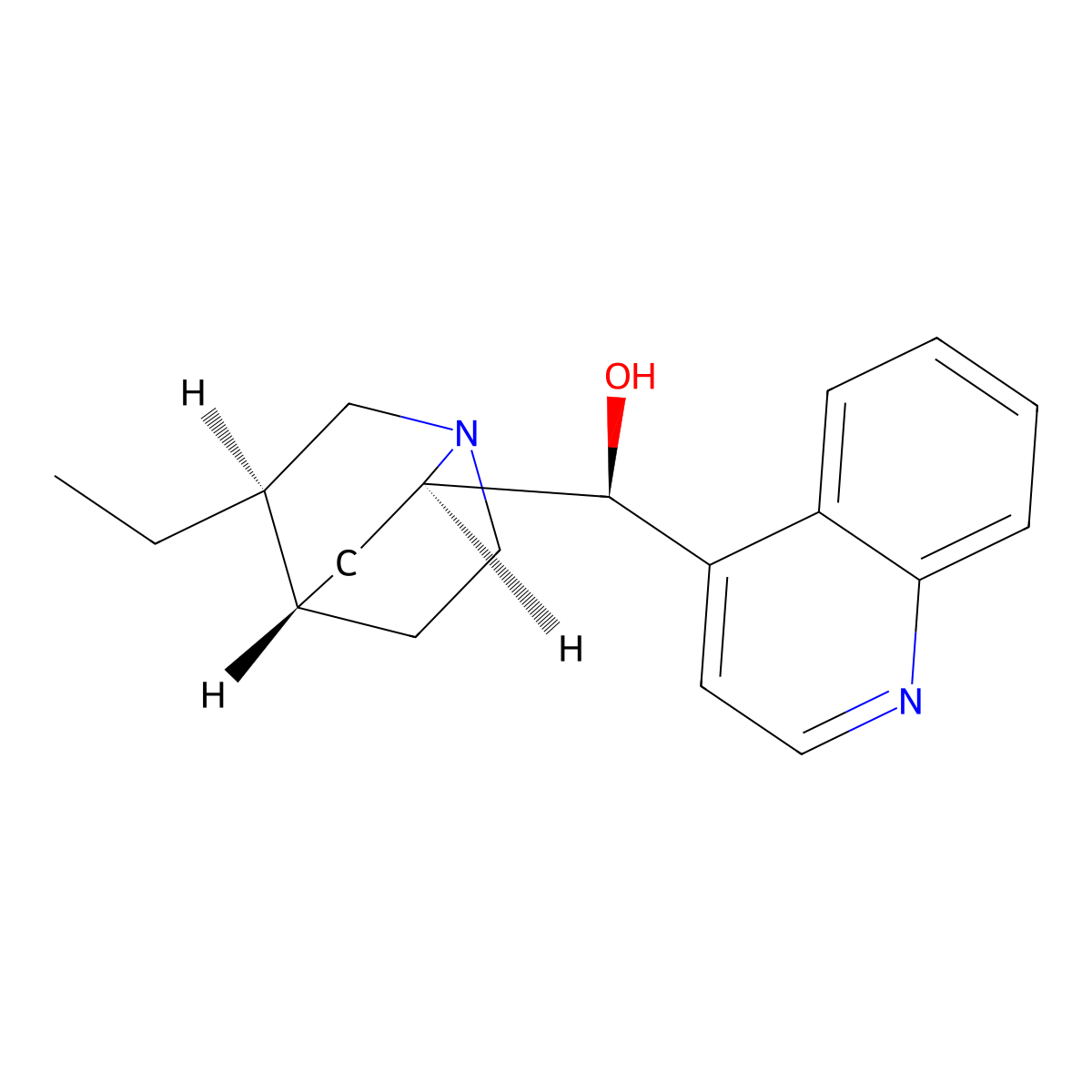 Hydrocinchonine, (+)- molecular structure, CAS 485-65-4