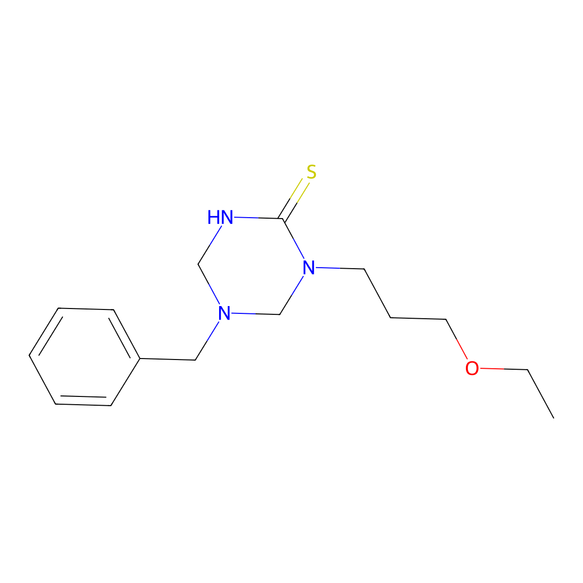 5-Benzyl-1-(3-ethoxypropyl)-1,3,5-triazinane-2-thione molecular structure, CAS 4850-11-7