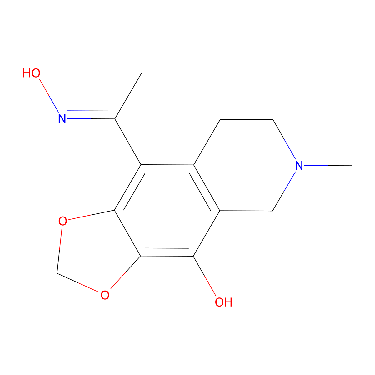 9-(N-hydroxy-C-methylcarbonimidoyl)-6-methyl-7,8-dihydro-5H-[1,3]dioxolo[4,5-g]isoquinolin-4-ol molecular structure, CAS 4851-26-7
