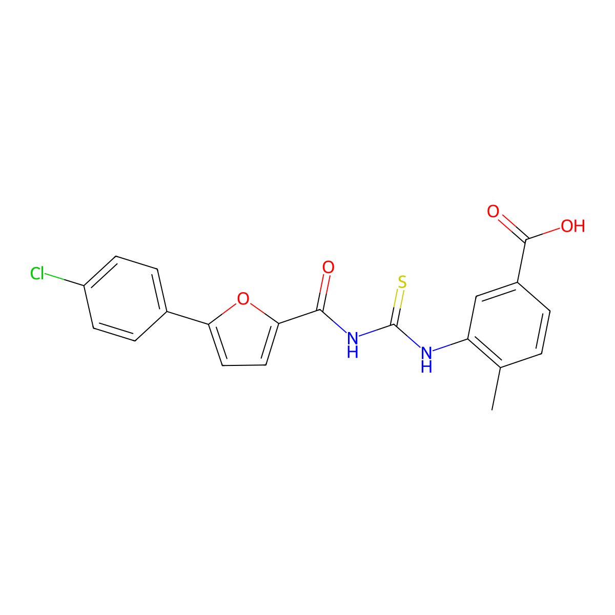 3-[({[5-(4-Chlorophenyl)furan-2-yl]carbonyl}carbamothioyl)amino]-4-methylbenzoic acid molecular structure, CAS 4851-46-1