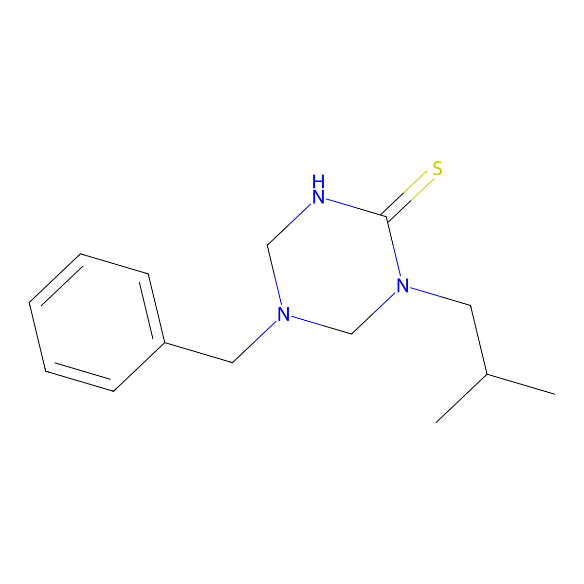 5-Benzyl-1-(2-methylpropyl)-1,3,5-triazinane-2-thione molecular structure, CAS 4851-73-4