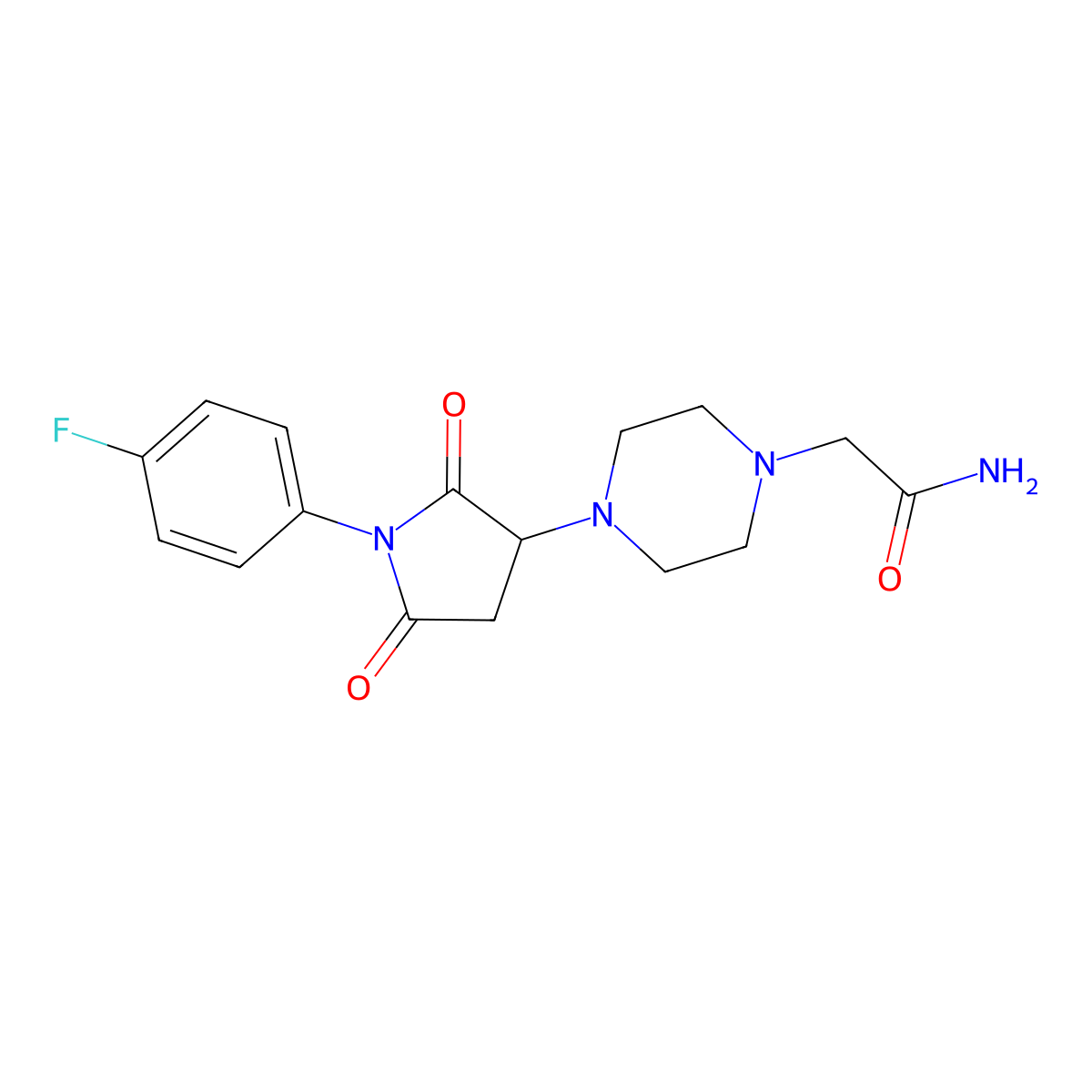 2-[4-[1-(4-Fluorophenyl)-2,5-dioxopyrrolidin-3-yl]piperazin-1-yl]acetamide molecular structure, CAS 4852-37-3