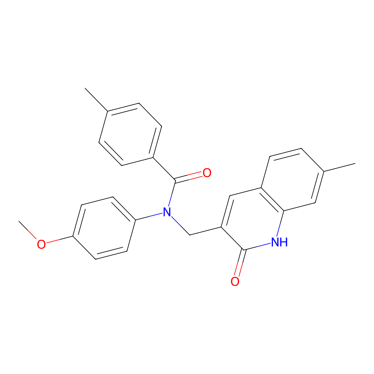N-(4-methoxyphenyl)-4-methyl-N-[(7-methyl-2-oxo-1,2-dihydroquinolin-3-yl)methyl]benzamide molecular structure, CAS 4853-21-8