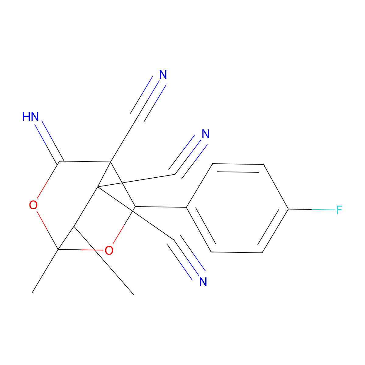 3-(4-Fluorophenyl)-5-imino-1,7-dimethyl-2,6-dioxabicyclo[2.2.2]octane-4,8,8-tricarbonitrile molecular structure, CAS 485317-23-5