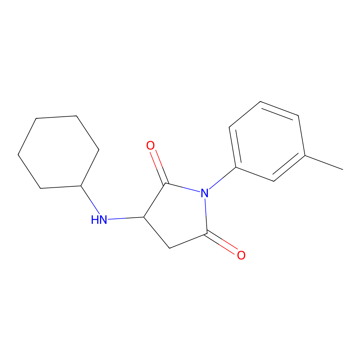 3-(Cyclohexylamino)-1-(3-methylphenyl)-2,5-pyrrolidinedione molecular structure, CAS 485317-52-0
