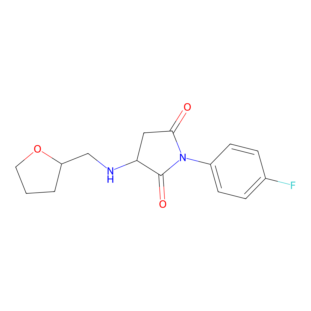 1-(4-Fluorophenyl)-3-(oxolan-2-ylmethylamino)pyrrolidine-2,5-dione molecular structure, CAS 485317-58-6
