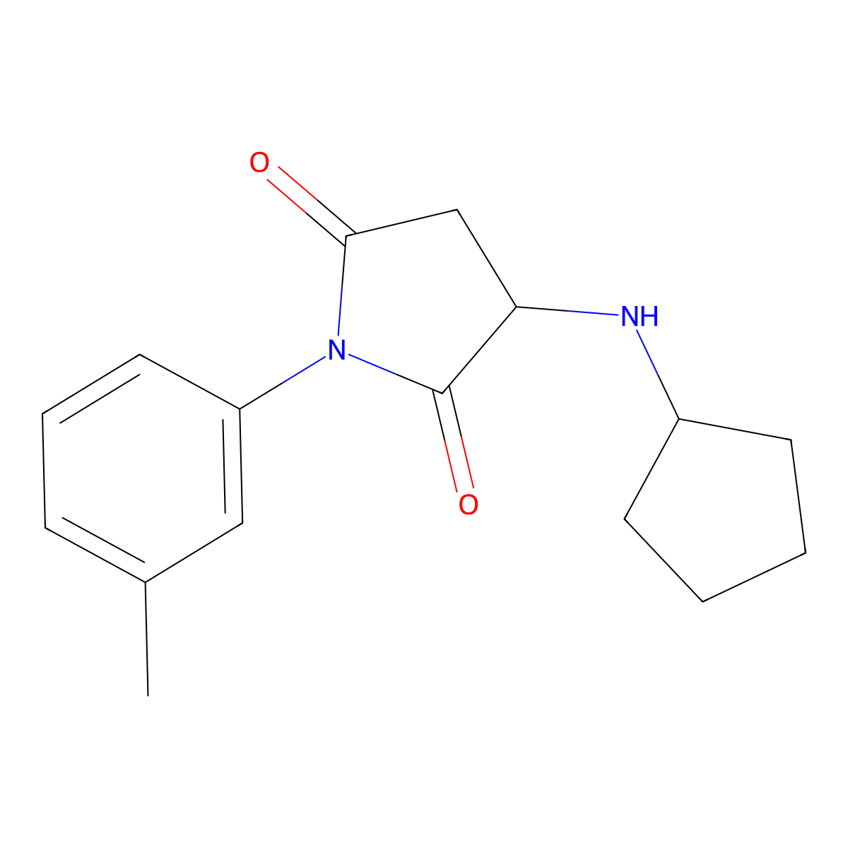 3-(Cyclopentylamino)-1-(3-methylphenyl)-2,5-pyrrolidinedione molecular structure, CAS 485317-85-9
